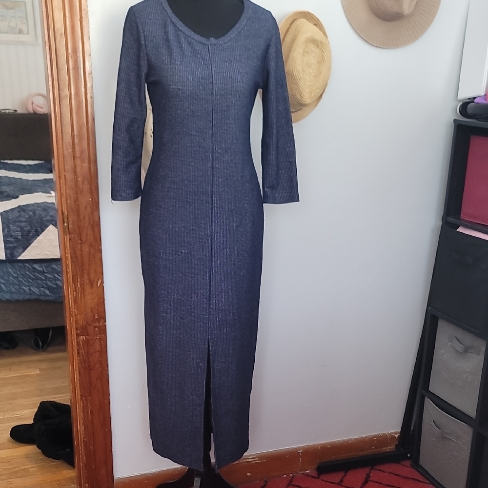 Lulus Navy Blue Striped Maxi  dress